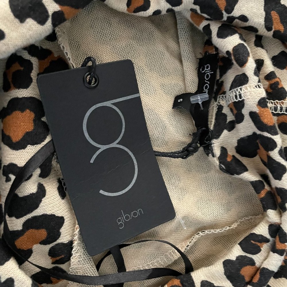 Gibsonlook Leopard Animal Print Convertible Neckline Cozy Fleece Tunic Small - Picture 7 of 7